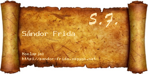 Sándor Frida névjegykártya